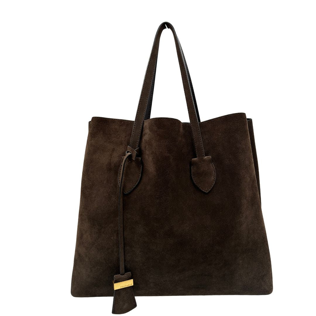 Tote Coccinelle Celene Suede in pelle marrone