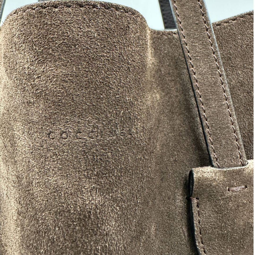 Tote Coccinelle Celene Suede in pelle marrone