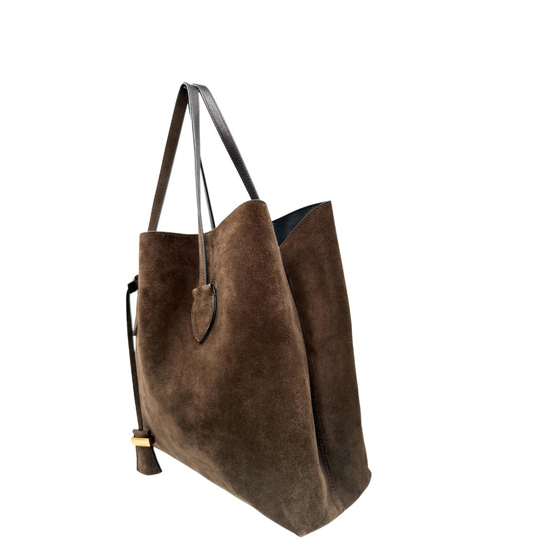 Tote Coccinelle Celene Suede in pelle marrone