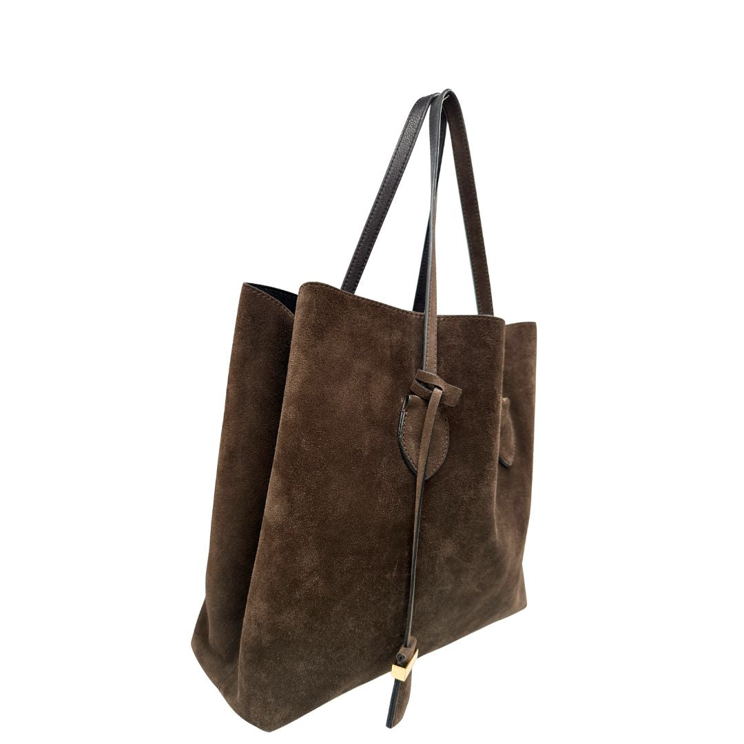 Tote Coccinelle Celene Suede in pelle marrone