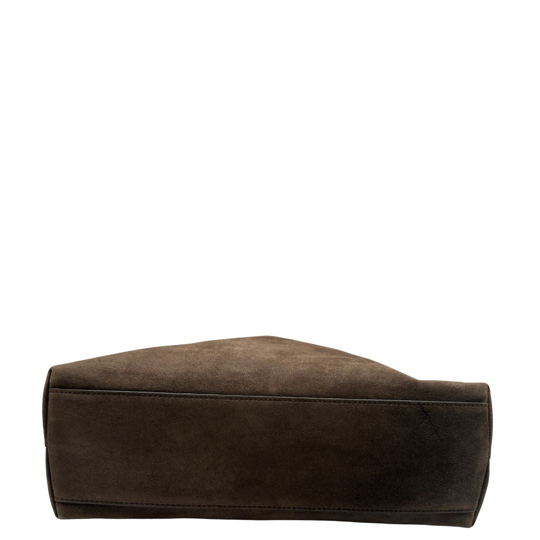 Tote Coccinelle Celene Suede in pelle marrone