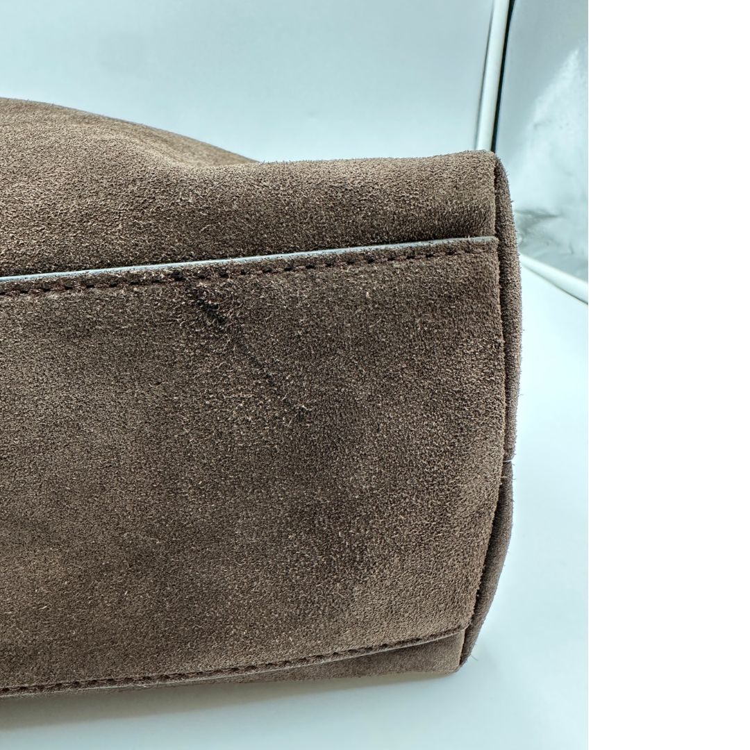 Tote Coccinelle Celene Suede in pelle marrone