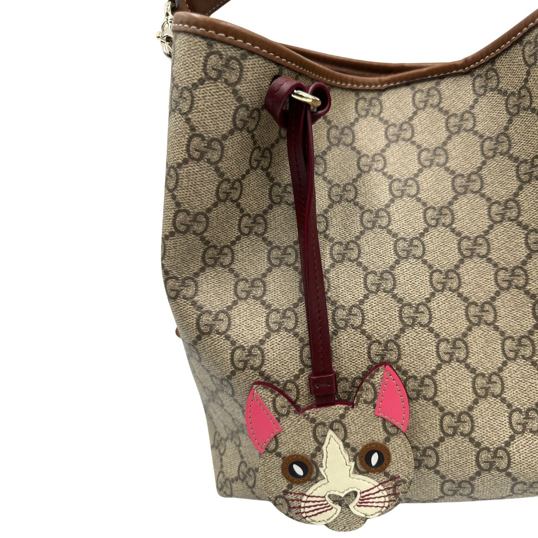 Secchiello Gucci GG Supreme in pelle marrone