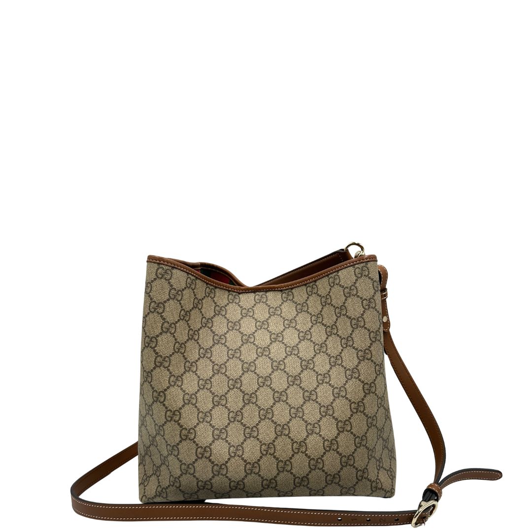 Secchiello Gucci GG Supreme in pelle marrone
