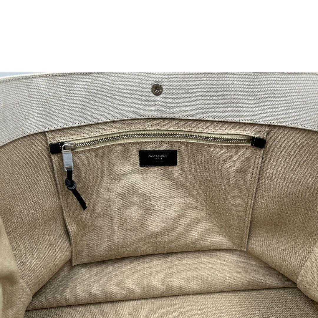 Tote Rive Gauche Saint Laurent in tessuto beige