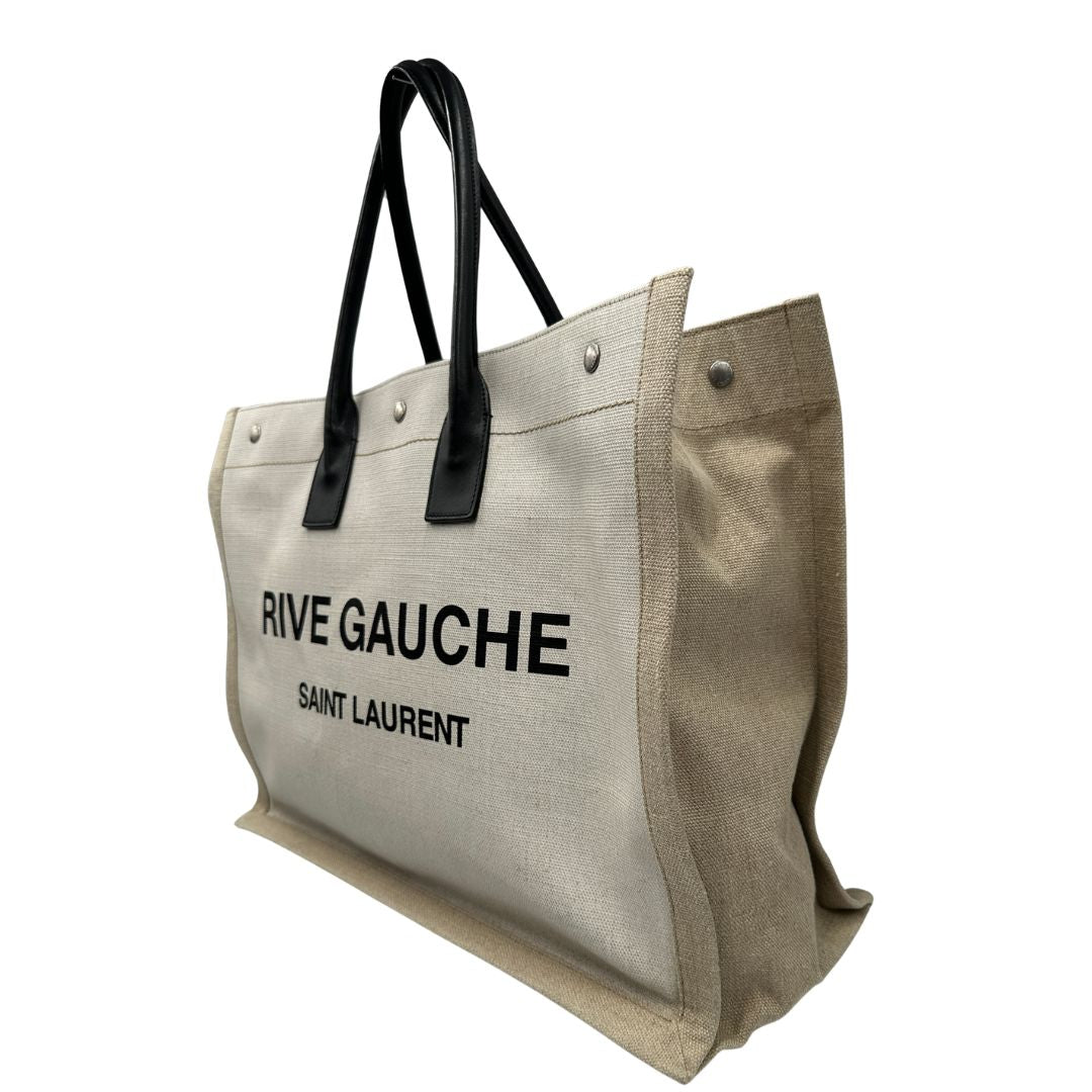 Tote Rive Gauche Saint Laurent in tessuto beige