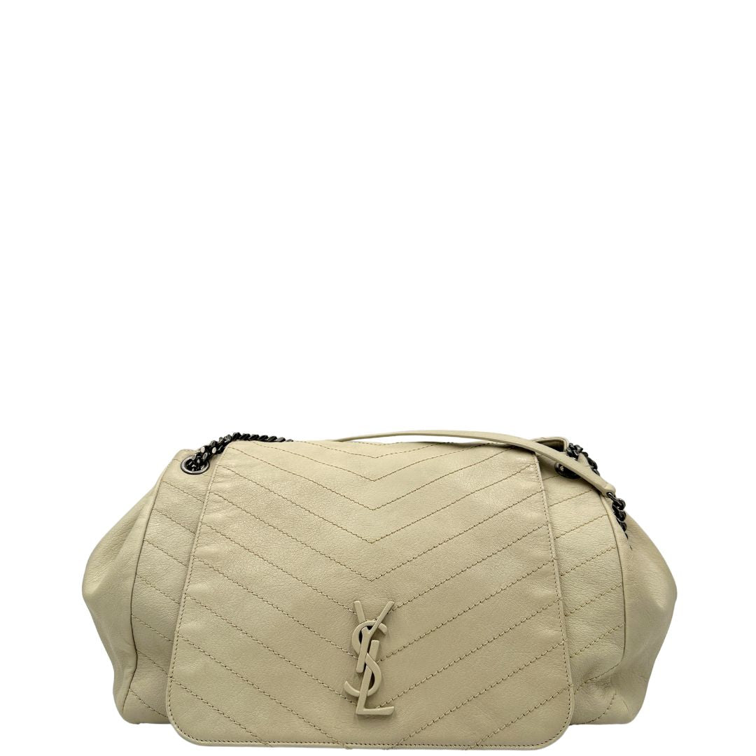front Borsa Saint Laurent in pelle bianco latte 