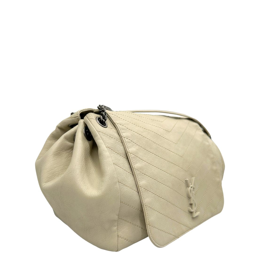 lato Borsa Saint Laurent in pelle bianco latte 