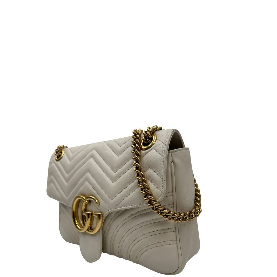 Borsa Gucci Marmont misura grande (pelle, bianco) – foto 4 di 13