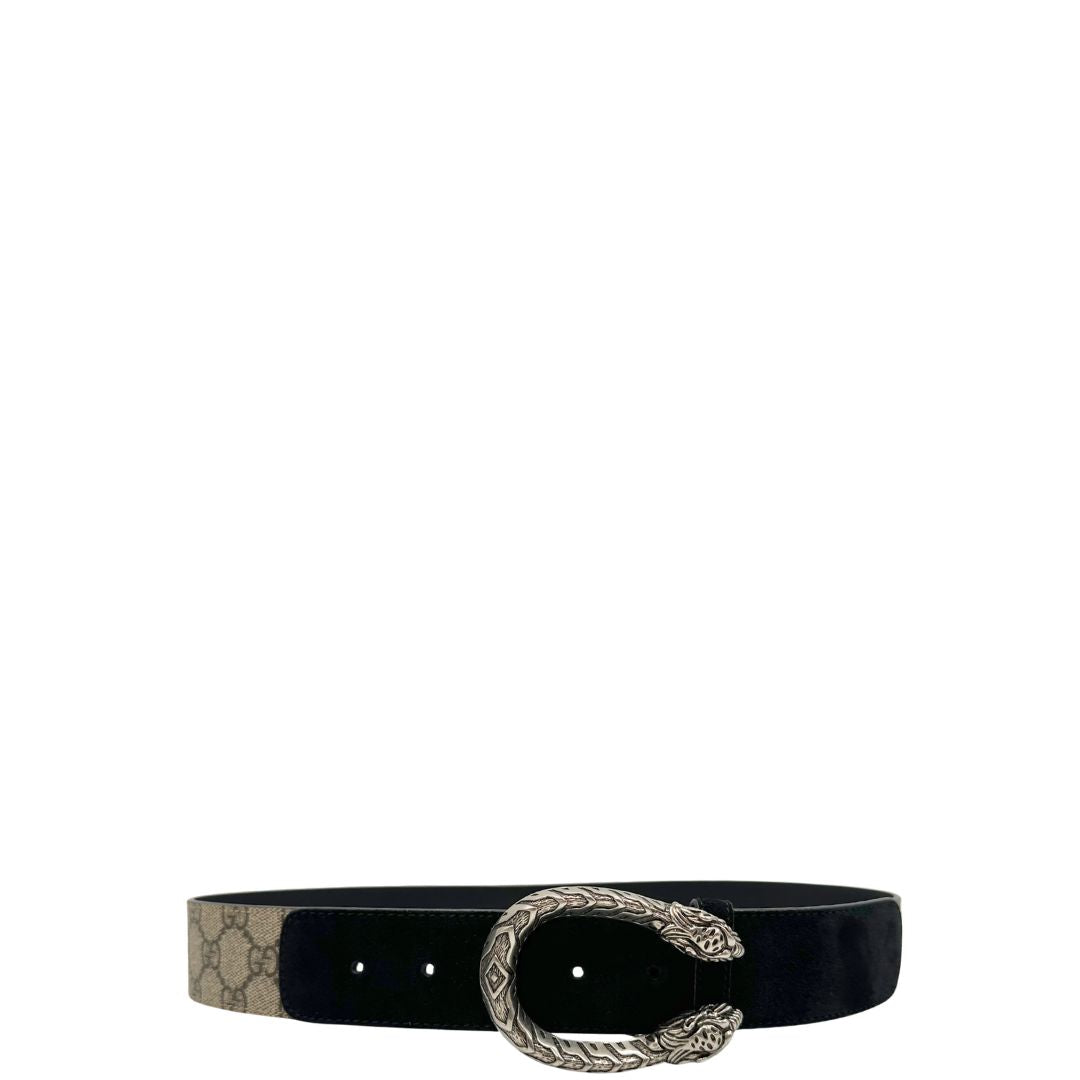 Cintura Gucci in canvas GG e pelle scamosciata nera, di lusso, originale, ottime condizioni