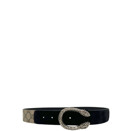 Cintura Gucci in canvas GG e pelle scamosciata nera, di lusso, originale, ottime condizioni