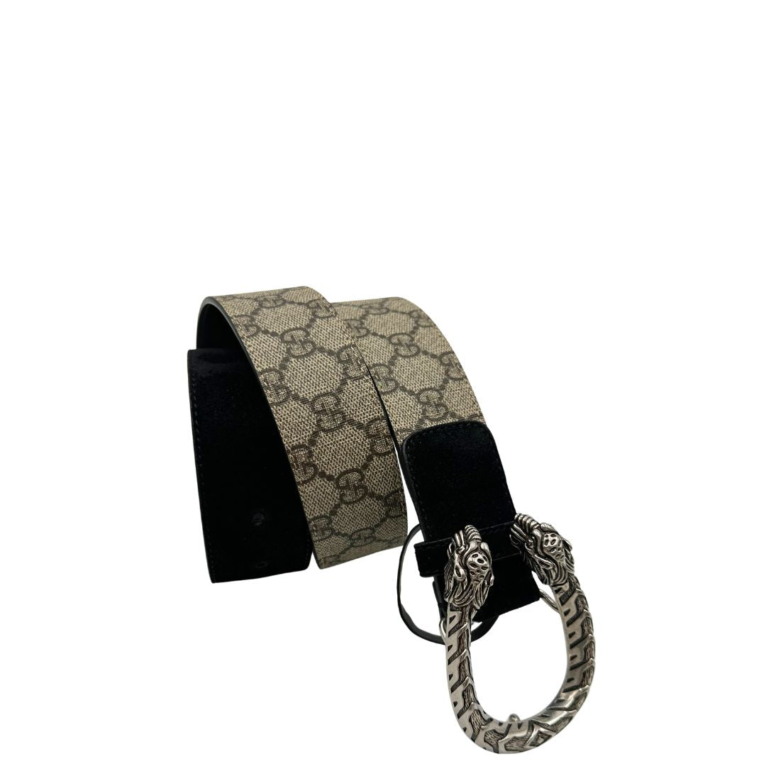 Cintura Gucci in canvas GG e pelle scamosciata nera, di lusso, originale, ottime condizioni