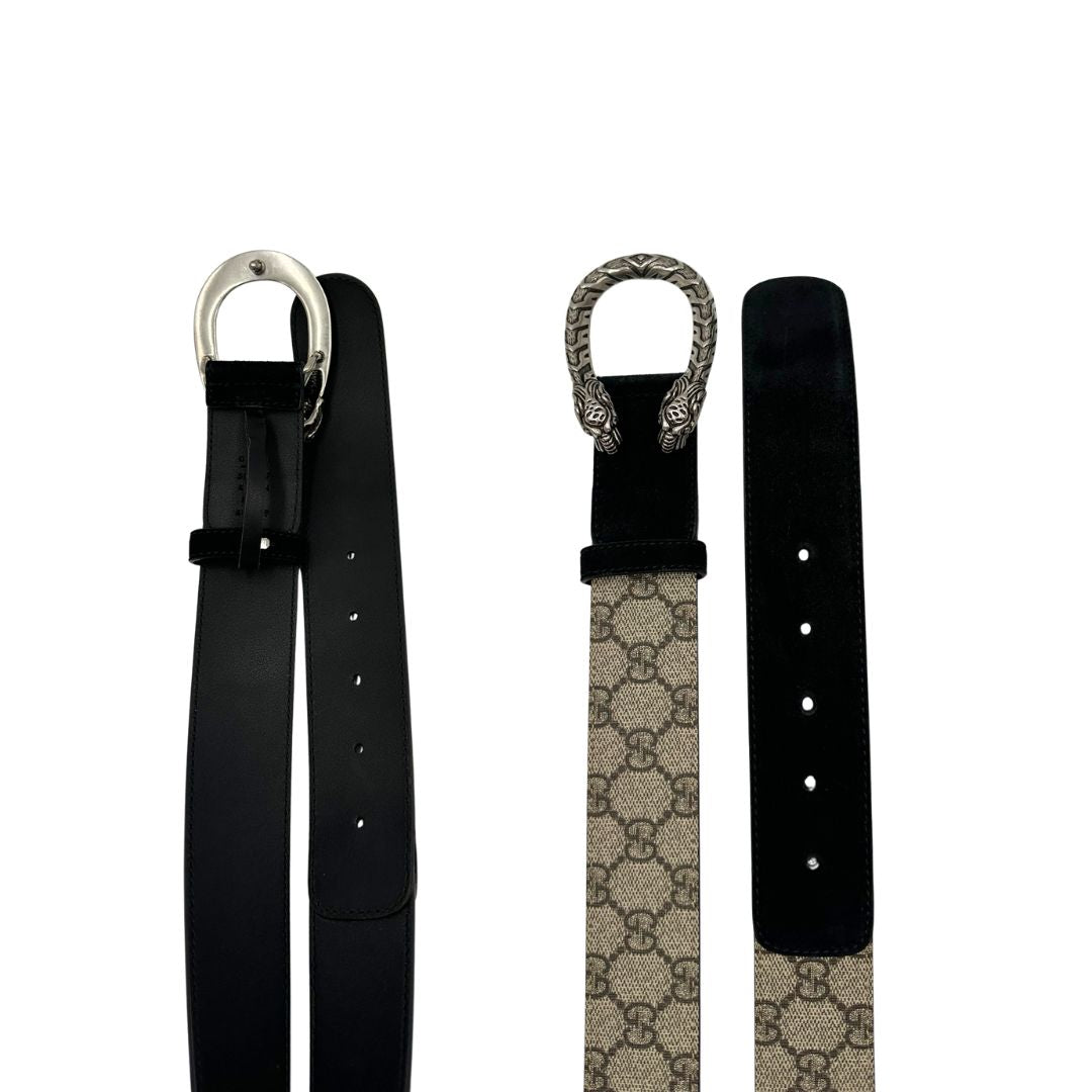 Cintura Gucci in canvas GG e pelle scamosciata nera, di lusso, originale, ottime condizioni