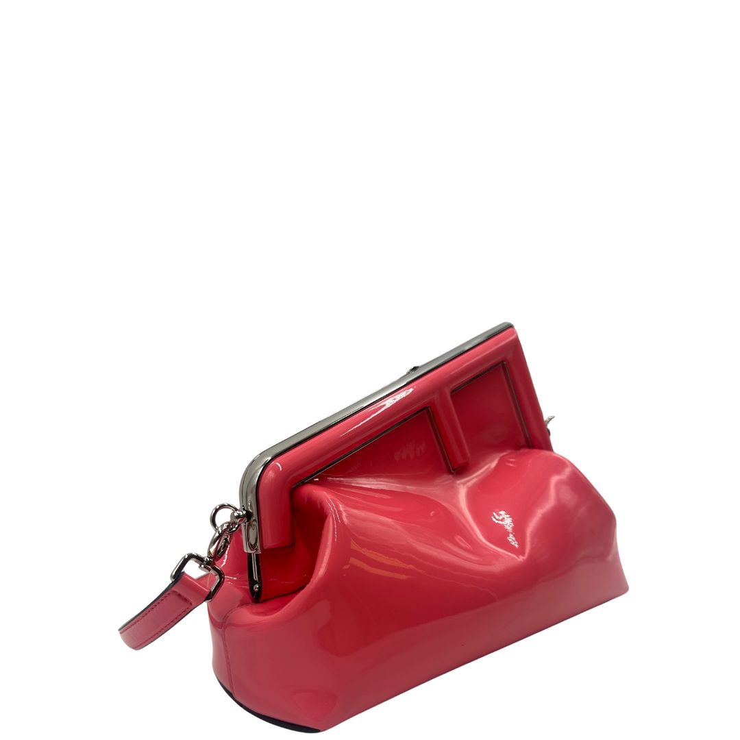 Borsa Fendi First in pelle verniciata color rosa fragola, di lusso, originale, ottime condizioni, usata