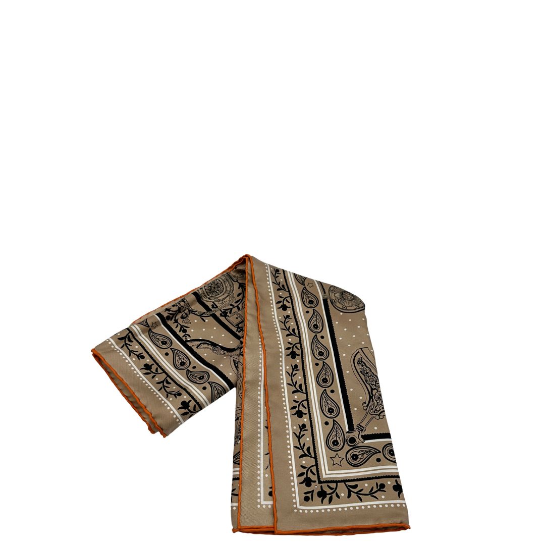 Foulard Hermès Étriers Beige