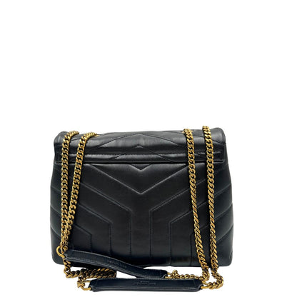 Retro, Borsa Saint Laurent in pelle di agnello morbida con impunture trapuntate chevron, nera con hardware dorato, può essere portata a spalla o a tracolla, di lusso, originale, ottime condizioni