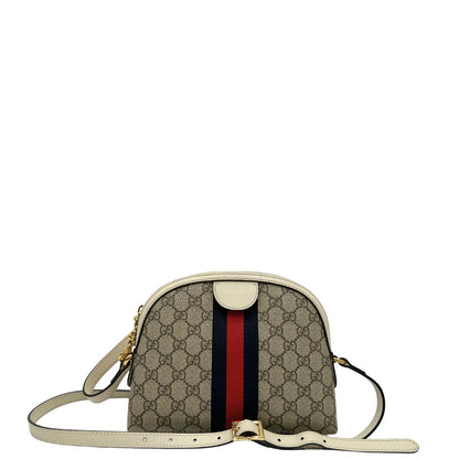 retro Borsa Gucci realizzata in canvas GG con finiture in pelle bianco latte, di lusso, originale, usata 