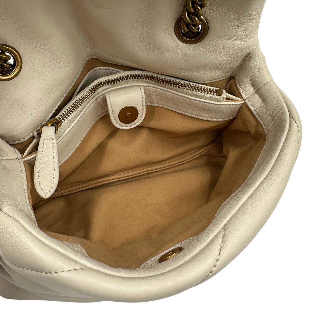 interno  Borsa Pinko in morbida nappa color bianco panna trapuntata e hardware bianco, di lusso, originale, ottime condizioni. 