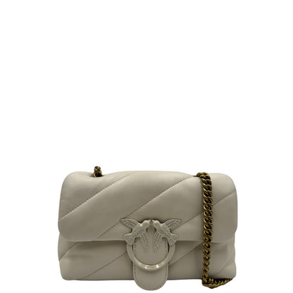 front  Borsa Pinko in morbida nappa color bianco panna trapuntata e hardware bianco, di lusso, originale, ottime condizioni. 