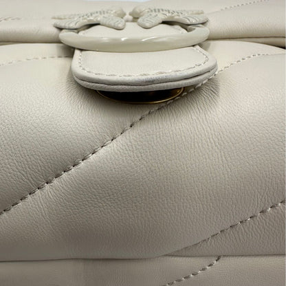  Borsa Pinko in morbida nappa color bianco panna trapuntata e hardware bianco, di lusso, originale, ottime condizioni.