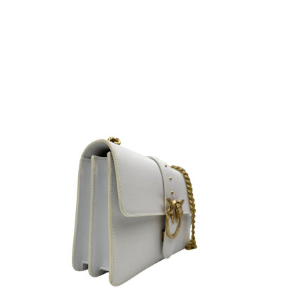 Borsa Pinko in pelle bianca e hardware dorato, di lusso, originale, ottime condizioni.
