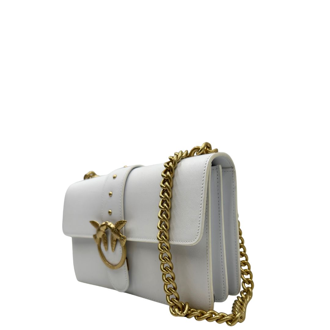 lato Borsa Pinko in pelle bianca e hardware dorato, di lusso, originale, ottime condizioni. 