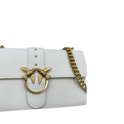 Borsa Pinko in pelle bianca e hardware dorato, di lusso, originale, ottime condizioni.