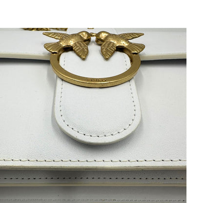 Borsa Pinko in pelle bianca e hardware dorato, di lusso, originale, ottime condizioni.