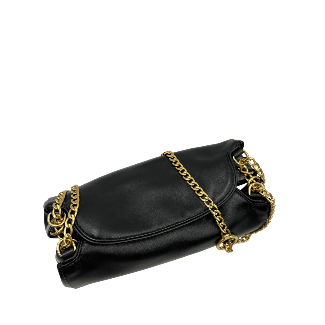 Borsa Prada in morbida pelle nera con hardware dorato, di lusso, originale, ottime condizioni, usata