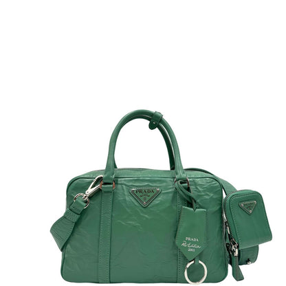 Borsa Prada in nappa antique color verde acqua con hardware argentato, di lusso, originale, ottime condizioni, usata