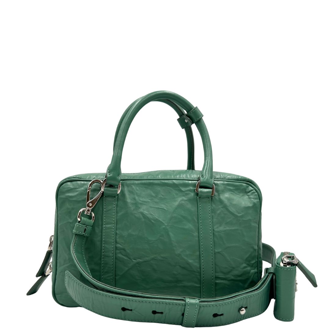 Borsa Prada in nappa antique color verde acqua con hardware argentato, di lusso, originale, ottime condizioni, usata