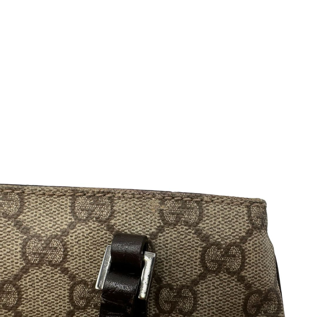 Borsa Gucci GG in canvas beige e dettagli in pelle marroni testa di moro, indossabile a mano. Originale, usata, di lusso, in ottime condizioni.