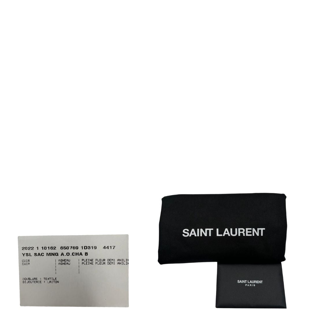  Borsa Saint Laurent in pelle trapuntata color verde petrolio con hardware dorato, dal design elegante e strutturato, di lusso, originale, ottime condizioni.