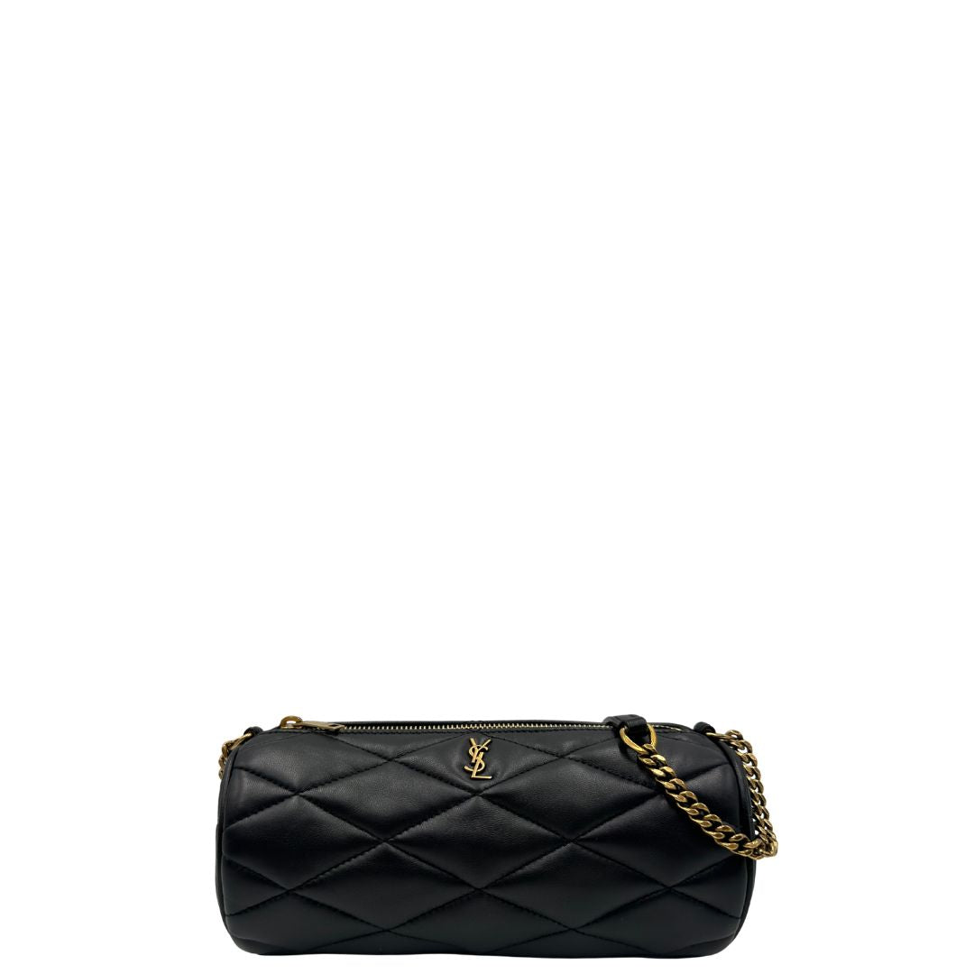 front  Borsa Saint Laurent in pelle nera trapuntata, indossabile a spalla, di lusso, originale, ottime condizioni, usata. 
