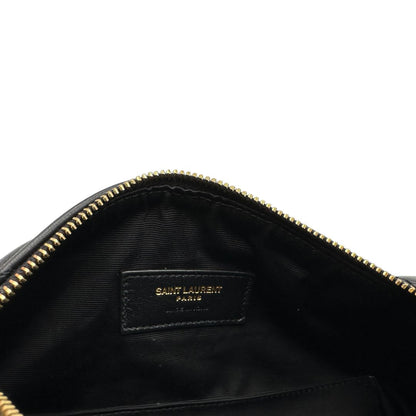interno  Borsa Saint Laurent in pelle nera trapuntata, indossabile a spalla, di lusso, originale, ottime condizioni, usata. 