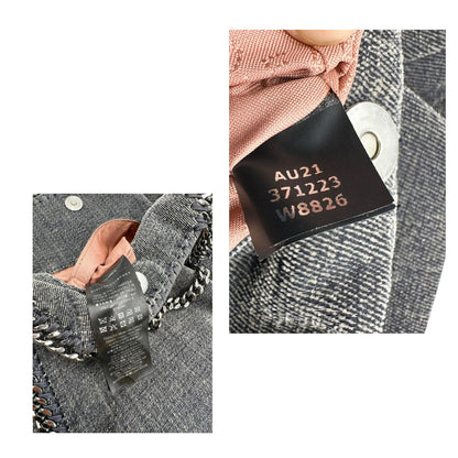 Borsa Falabella in shaggy dear grigio effetto denim e hardware argentato, nella versione mini, indossabile a tracolla, a spalla e a mano, di lusso, originale, ottime condizioni, usata.