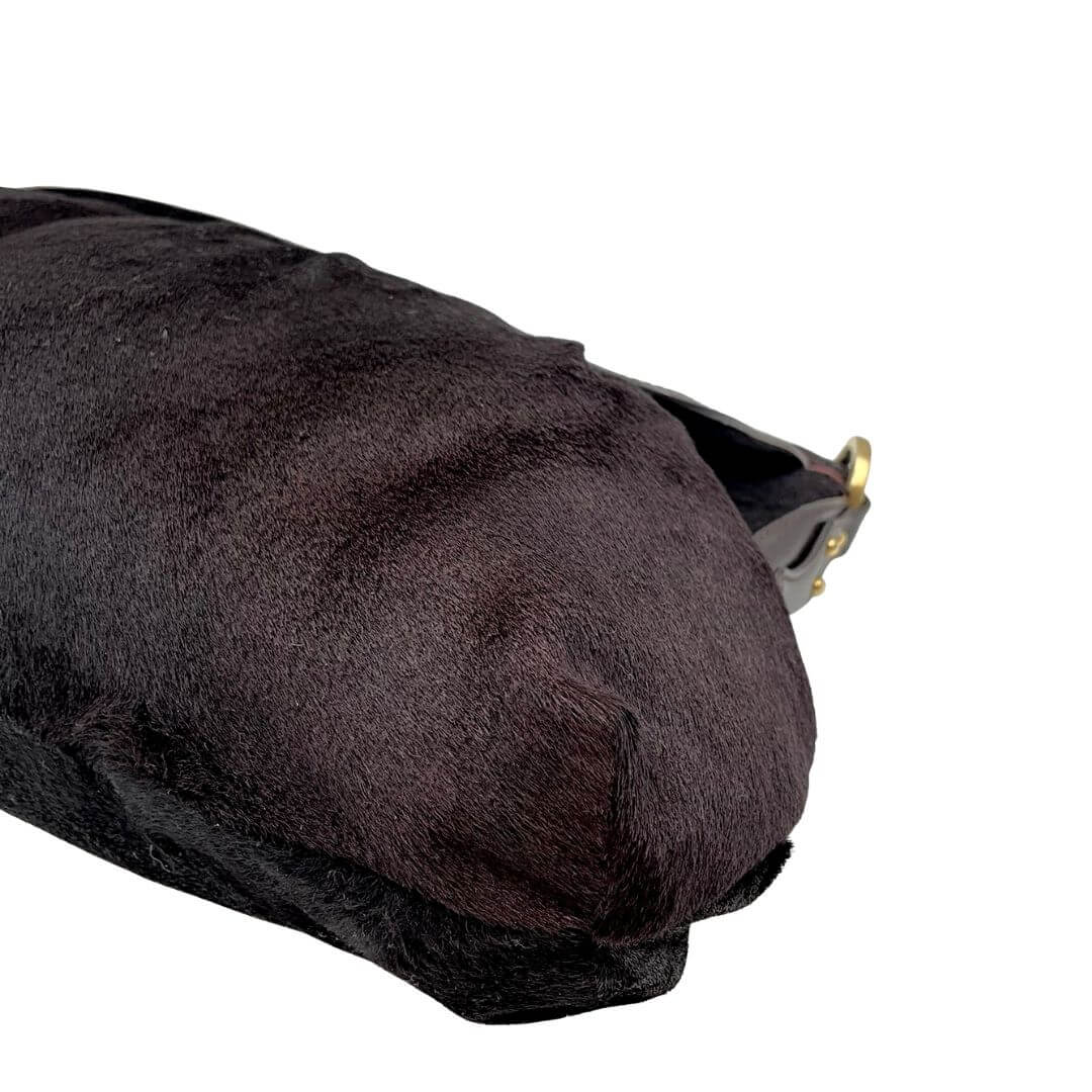 Foto borsa a spalla Fendi Chef in pelle cavallino marrone. Borse di lusso, di marca, usate.