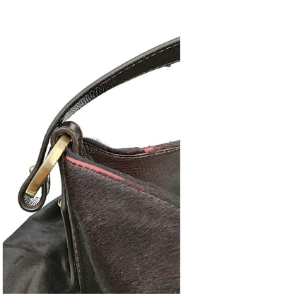 Foto borsa a spalla Fendi Chef in pelle cavallino marrone. Borse di lusso, di marca, usate.
