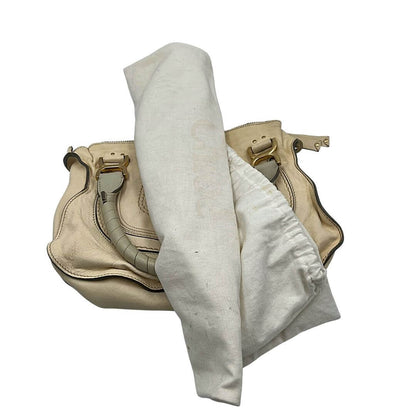 Foto borsa a spalla Chloé Marcié in pelle beige. Borse di marca usate.