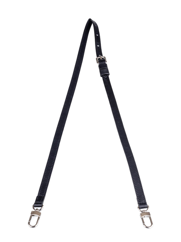 Tracolla amovibile in pelle nera con hardware argentato